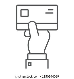 Transaction thin line icon, finance and banking, payment sign, vector graphics, a linear pattern on a white background, eps 10.