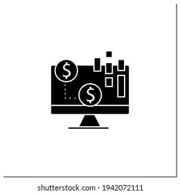 Transactional data glyph icon. Documents an exchange, agreement or transfer that occurs between organizations and individuals.Filled flat sign. Isolated silhouette vector illustration