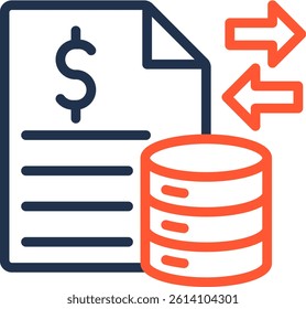 Transactional Data Icon Color Line Vector Illustration