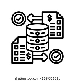Transactional Data Icon Line Vector Illustration