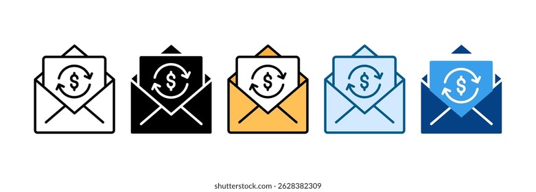 Conjunto de ícones de email transacional Coleção de estilos múltiplos