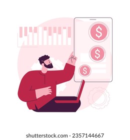 Transactional marketing abstract concept vector illustration. Sales oriented strategy, maximize volume of individual sales, short-term customer relationship, distribution chain abstract metaphor.