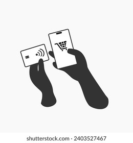 transactions with ATM cards or NFC cards. card icon for purchasing non-cash items