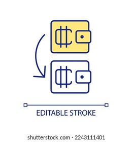 Transactions between crypto wallets RGB color icon. Digital tokens exchange. Blockchain technology. Isolated vector illustration. Simple filled line drawing. Editable stroke. Arial font used