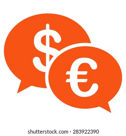 Transactions from BiColor Euro Banking Icon Set. Vector style: flat, orange symbol, rounded angles, white background.