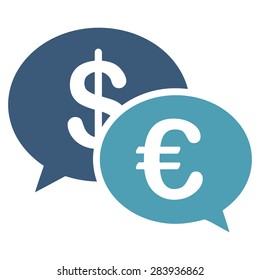 Transactions from BiColor Euro Banking Icon Set. Vector style: flat bicolor, cyan and blue symbol, rounded angles, white background.