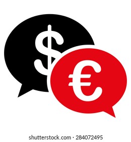 Transactions from BiColor Euro Banking Icon Set. Vector style: flat bicolor, intensive red and black symbol, rounded angles, white background.