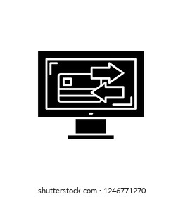 Transactions black icon, vector sign on isolated background. Transactions concept symbol, illustration 