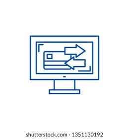 Transactions line icon concept. Transactions flat  vector symbol, sign, outline illustration.