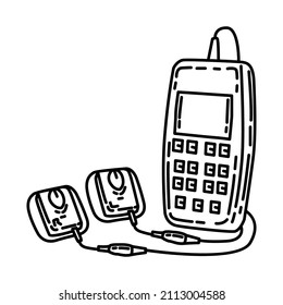 TransAeris Diaphragm Machine Part of Electronic for Hospital Device Hand Drawn Icon Set Vector.