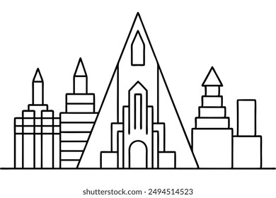 Transamerica Pyramid line art illustration showcasing architectural innovation and beauty