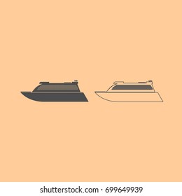 Transatlantic cruise liner dark grey set icon .