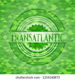 Transatlantic green emblem with mosaic ecological style background