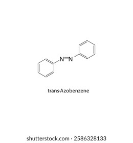 trans-Azobenzene skeletal structure.Azo Compound compound schematic illustration. Simple diagram, chemical formula.