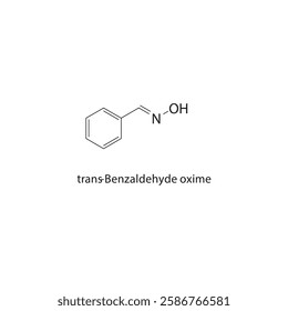 trans-Benzaldehyde oxime skeletal structure.Aldehyde Derivative compound schematic illustration. Simple diagram, chemical formula.