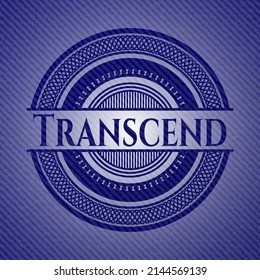 Transcend badge with denim background. Vector Illustration. Detailed. 