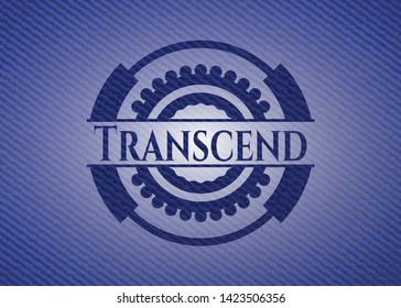 Transcend emblem with jean texture. Vector Illustration. Detailed.