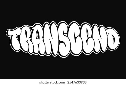 Transcend - palavra única, letras estilo graffiti. Logotipo desenhado à mão do vetor. Transcend, moda, estilo graffiti impressão t-shirt, conceito de cartaz