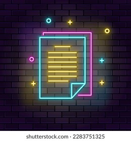 Transcript, education neon icon. Education neon icon on dark brick wall background