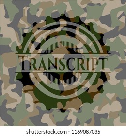 Transcript written on a camouflage texture