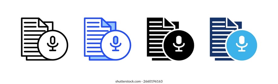 Coleção De Ícones De Transcrição Com Vários Estilos