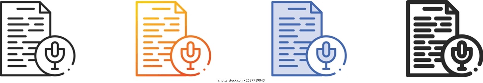 transcription icon.Thin Linear, Gradient, Blue Stroke and bold Style Design Isolated On White Background