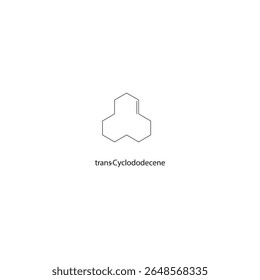 estrutura esquelética trans-ciclododeceno. Ilustração esquemática do composto cíclico de hidrocarbonetos insaturado. Diagrama simples, fórmula química.
