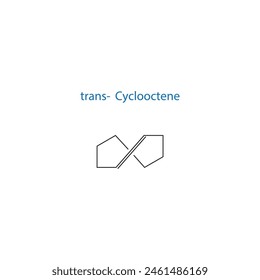 trans-cyclooctene molecule skeletal structure diagram.organic compound molecule scientific illustration on white background.