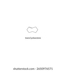 estrutura esquelética trans-cicloocteno. Ilustração esquemática do composto de alqueno. Diagrama simples, fórmula química.