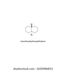 estrutura esquelética trans-Deca-hidronaftaleno. Ilustração esquemática do composto de cicloalcano. Diagrama simples, fórmula química.