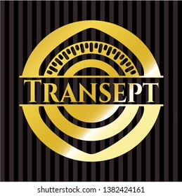 Transept gold shiny emblem. Vector Illustration. Detailed.