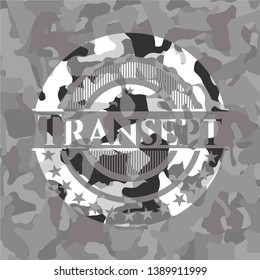 Transept grey camouflage emblem. Vector Illustration.