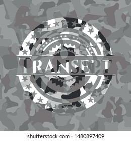 Transept written on a grey camouflage texture