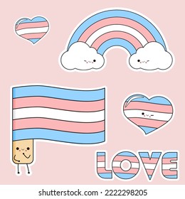 Transexual, LGBT flag, rainbow, love, hearts, kawai cute items.