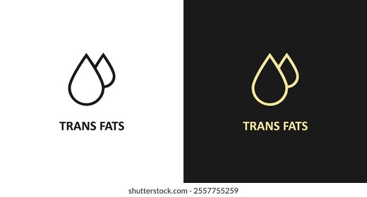 Transfat in Product Food. Oil Black symbol. Free Trans Fat Silhouette and Line Icon Color Set. Trans Fat Sign. Cholesterol Logo. Vector Illustration.