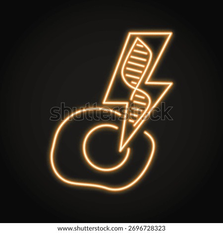 Transfection neon icon. DNA insertion into cell, transformation symbol. Vector illustration