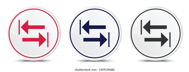 Transfer arrow icon crystal flat round button set illustration design isolated on white background