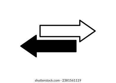 Transfer arrow icon. Double reverse symbol. Data transfer linear icon. Recycling sign. Arrow to left and right symbol. Replace icon. Vector illustration isolated on white background. Editable stroke.