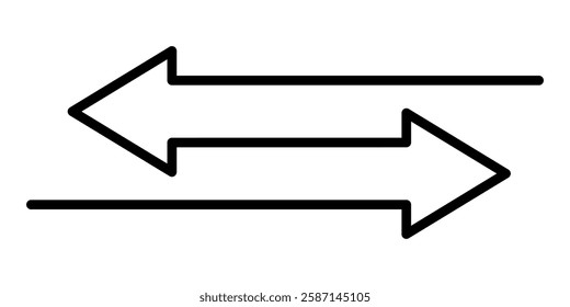 Transfer arrow icon. Double reverse symbol. Data transfer linear icon. Arrow to left and right symbol. Replace icon