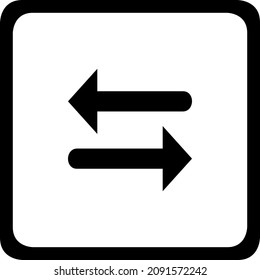 Pfeilsymbol übertragen. Flaches Symbol. Austauschsymbol. Pfeilsymbol-Vektorgrafik auf der quadratischen Schaltfläche übertragen