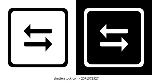 Icono de la flecha del juego de transferencia. Icono plano. Icono de Exchange. Icono de flecha de transferencia ilustración vectorial del botón cuadrado