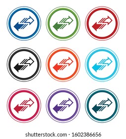 Transfer arrow icon flat round buttons set illustration design isolated on white background