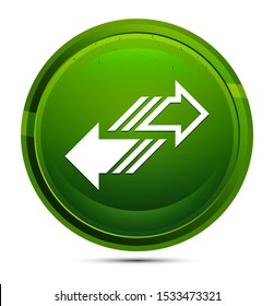 Transfer arrow icon isolated on glassy green round button illustration