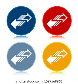 Transfer arrow icon isolated on trendy flat round buttons set reflected illustration design