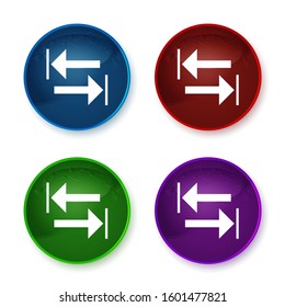 Transfer arrow icon isolated on shiny round buttons set illustration