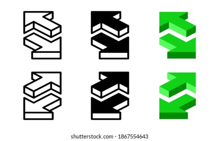Icono de flecha de transferencia. Con estilo isométrico