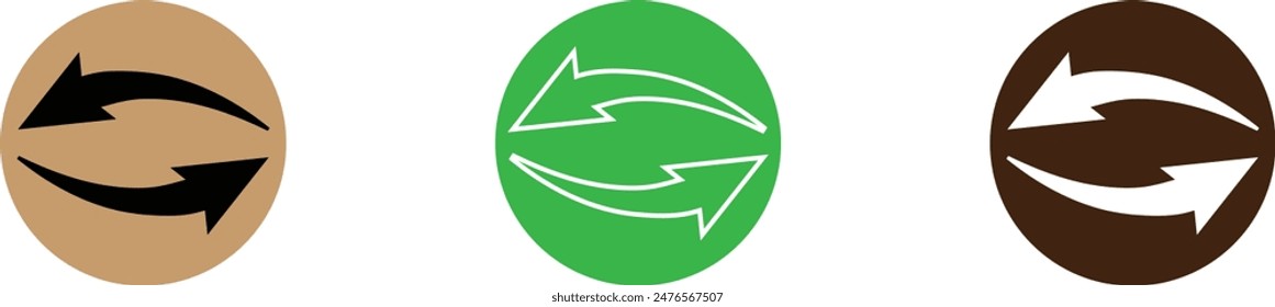 Icono de flecha de transferencia. Símbolo inverso. Vector de puntero dirigido opuesto doble.