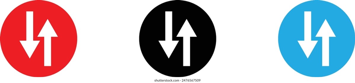 Transfer arrow icon. Reverse symbol. Double oposite directed pointer vector.