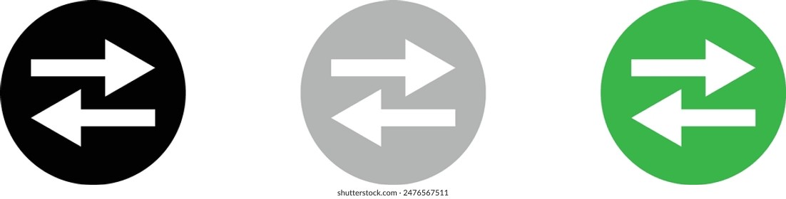 Transfer arrow icon. Reverse symbol. Double oposite directed pointer vector.