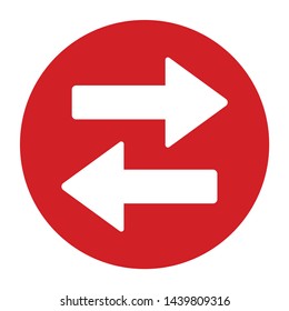 Transfer arrow icon vector isolated on flat red round button illustration